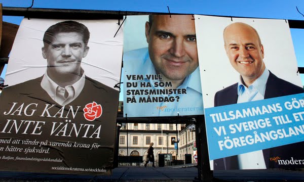 Carteles electorales en Suecia hace tres meses