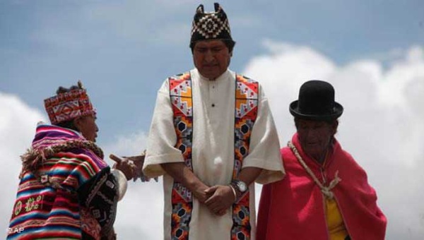 Evo Morales, durante la ceremonia