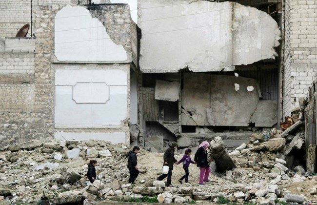 Niños en el barrio de Al-Myassar de Alepo