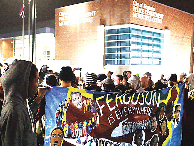 Manifestantes en Ferguson