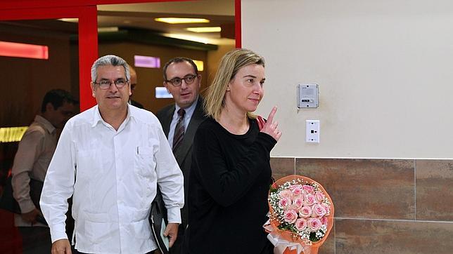 Federica Mogherini a su llegada a Cuba