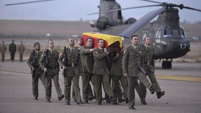 El cadáver del soldado, cuando fue repatriado