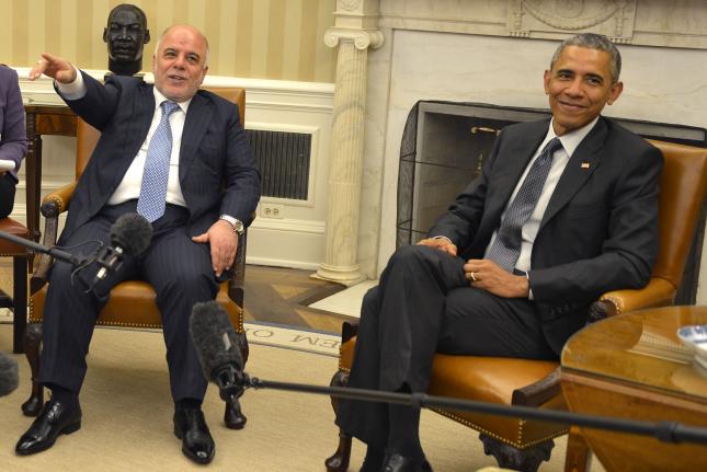 El presidente del gobierno iraquí, Abadi-a la izquierda-con Obama