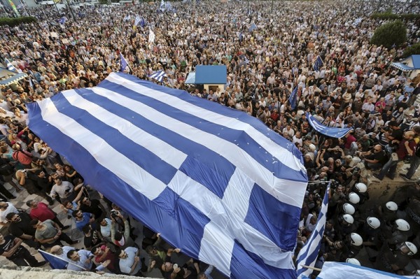 Manifestantes en Grecia