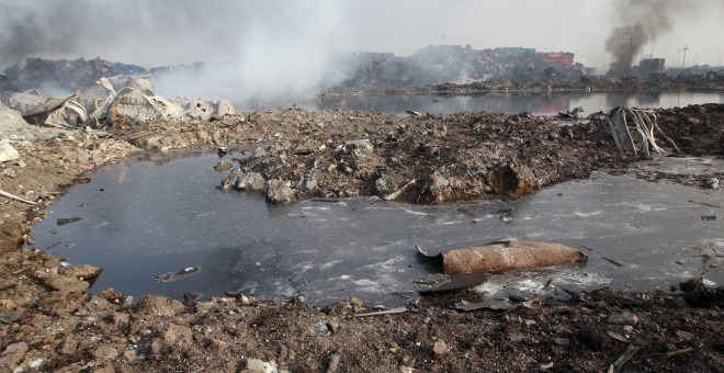 Líquidos en la zona de la explosión