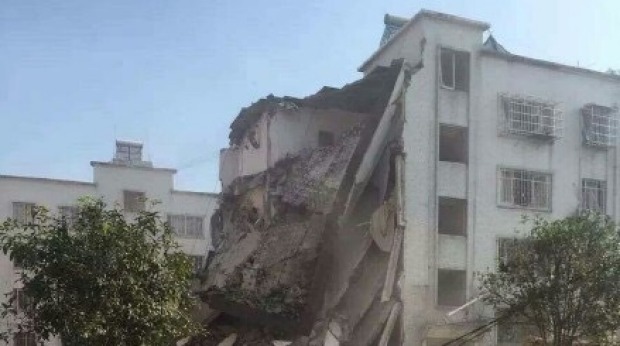 El edificio dañado en Liucheng