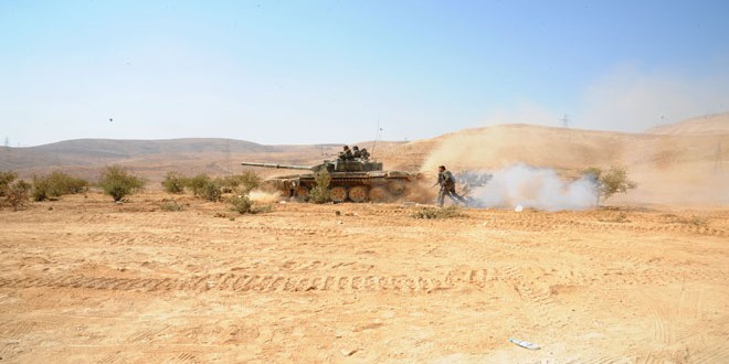 Un tanque del ejército sirio