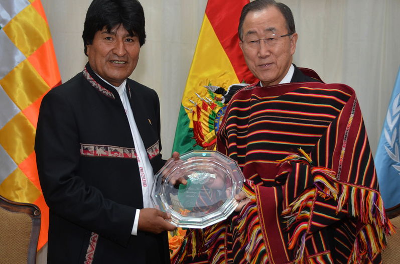 Evo Morales-a la izquierda-y Ban Ki Mun