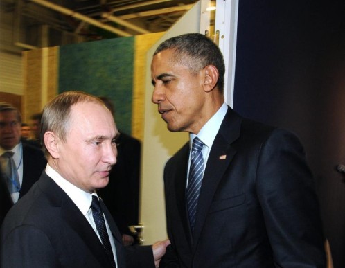 Putin-a la izquierda-con Obama, antes de su reunión en París Putin-a la izquierda-con Obama, antes de su reunión en París