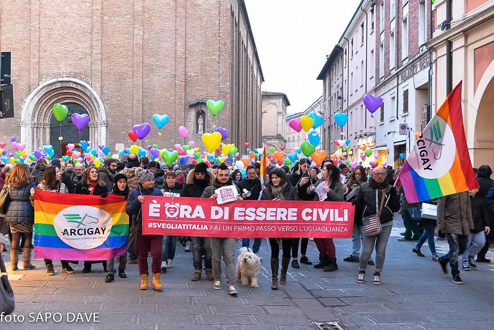 Manifestantes en Cesena