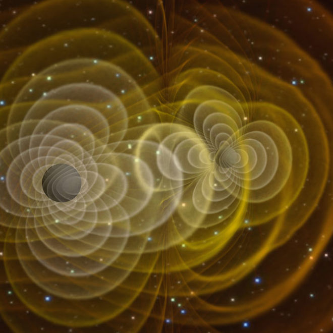 Representación de cómo podrían ser las ondas gravitacionales