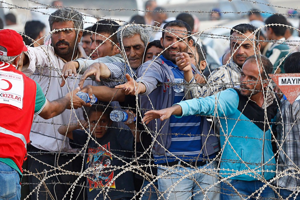 Refugiados kurdos en la frontera entre Siria y Turquía
