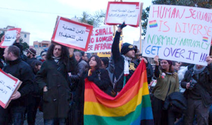 Activistas en defensa de los homosexuales en Túnez