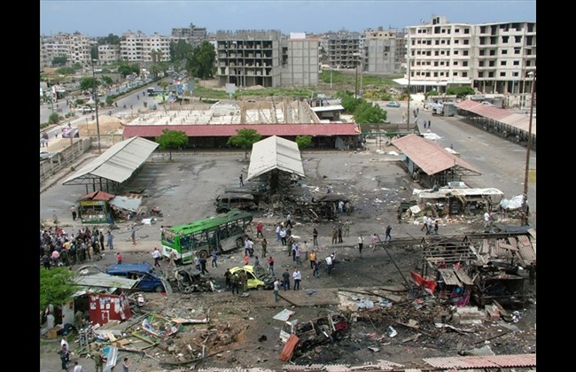 El lugar de la explosión en Tartus