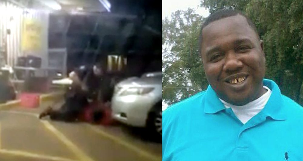 A la izquierda una imagen del vídeo donde se ve a los policías sujetándole, a la derecha Alton Sterling