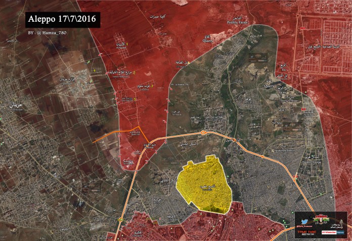 Mapa que muestra las posiciones del ejército sirio, en rojo