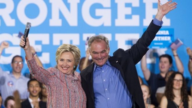 Hillary Rodham Clinton y Tim Kaine